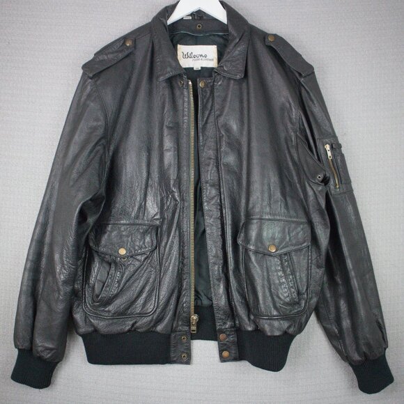 Wilsons Leather Vintage Bomber Leather Jacket Mens Small - Picture 3 of 8